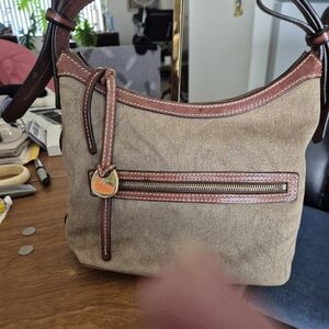 Dooney & Bourke Brown Fabric & Leather Shoulder Bag